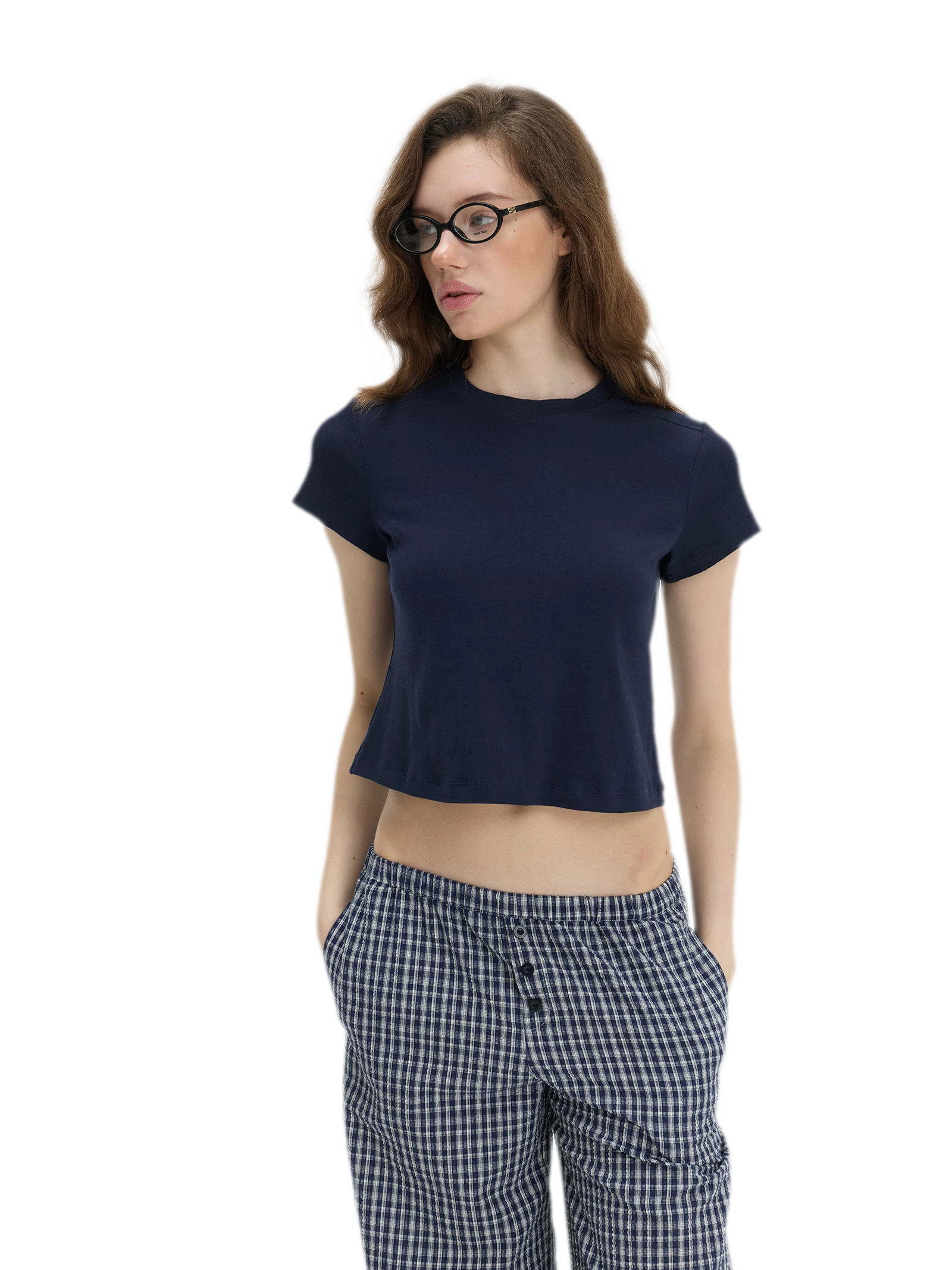 Stretch Cropped Crew-Neck T-Shirt