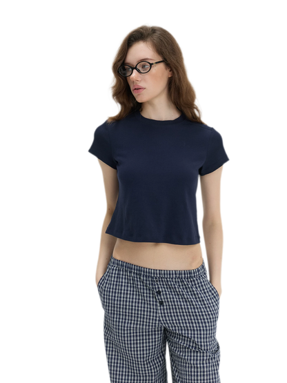 Stretch Cropped Crew-Neck T-Shirt