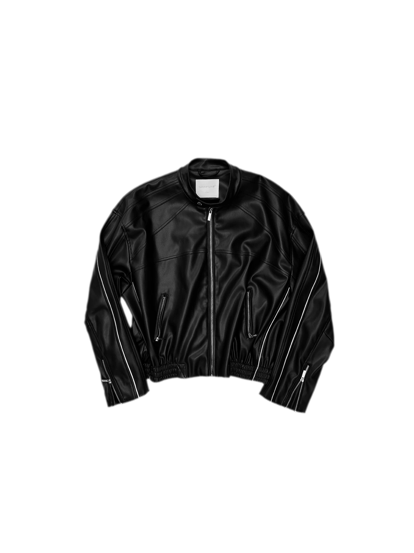 Contrast Trim Cropped PU Jacket