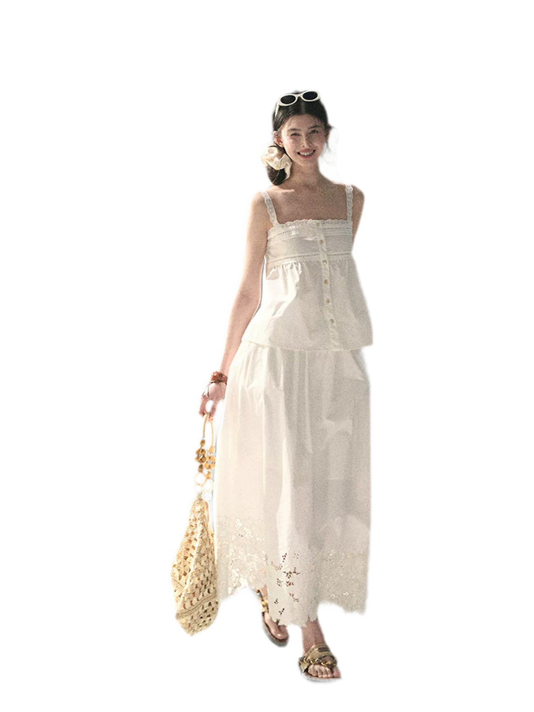 "Summer Breeze on Cloud Shoulders" French Lace Two-Piece