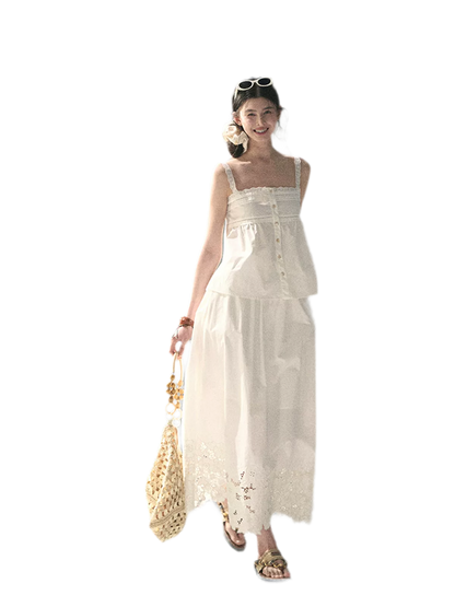 "Summer Breeze on Cloud Shoulders" French Lace Two-Piece