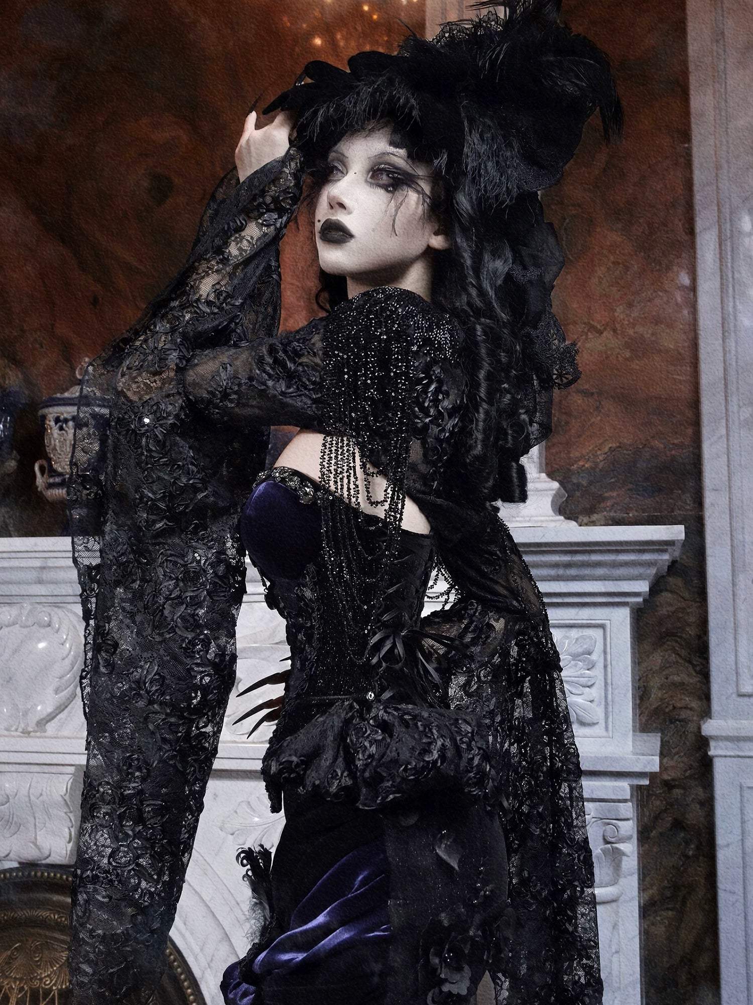 Beaded Lace Sleeve Overlay