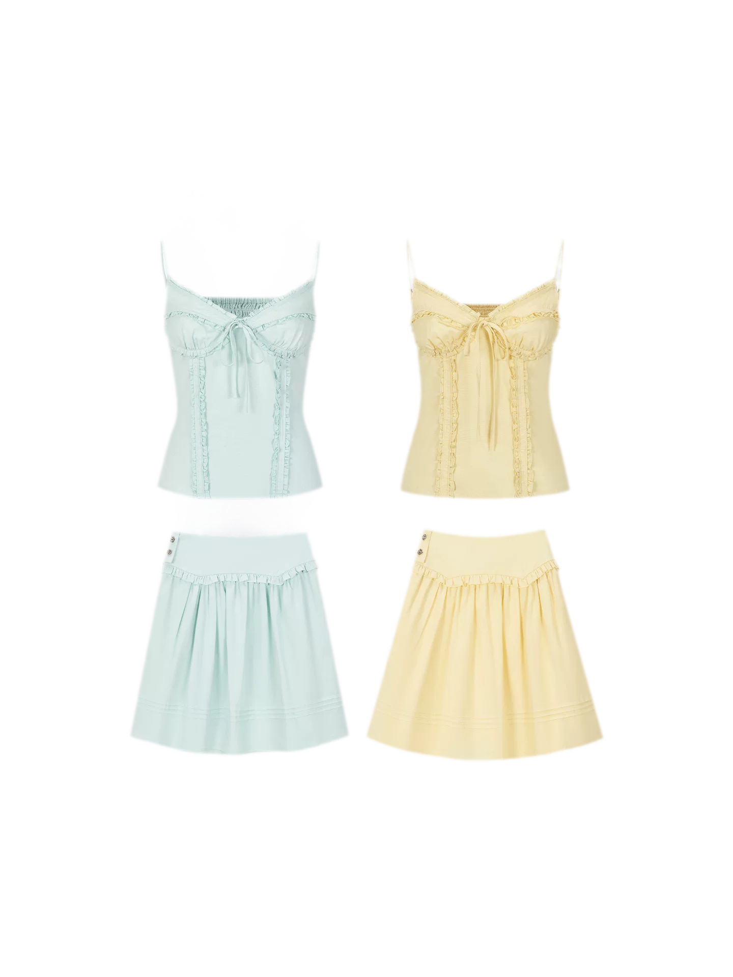 Semi-Sweet Design Bowknot Ruffle Camisole &amp; Skirt Set