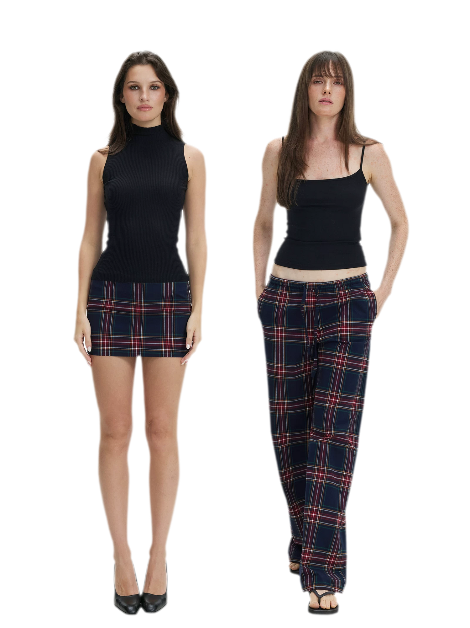 Vintage Plaid Low-Rise Bottoms