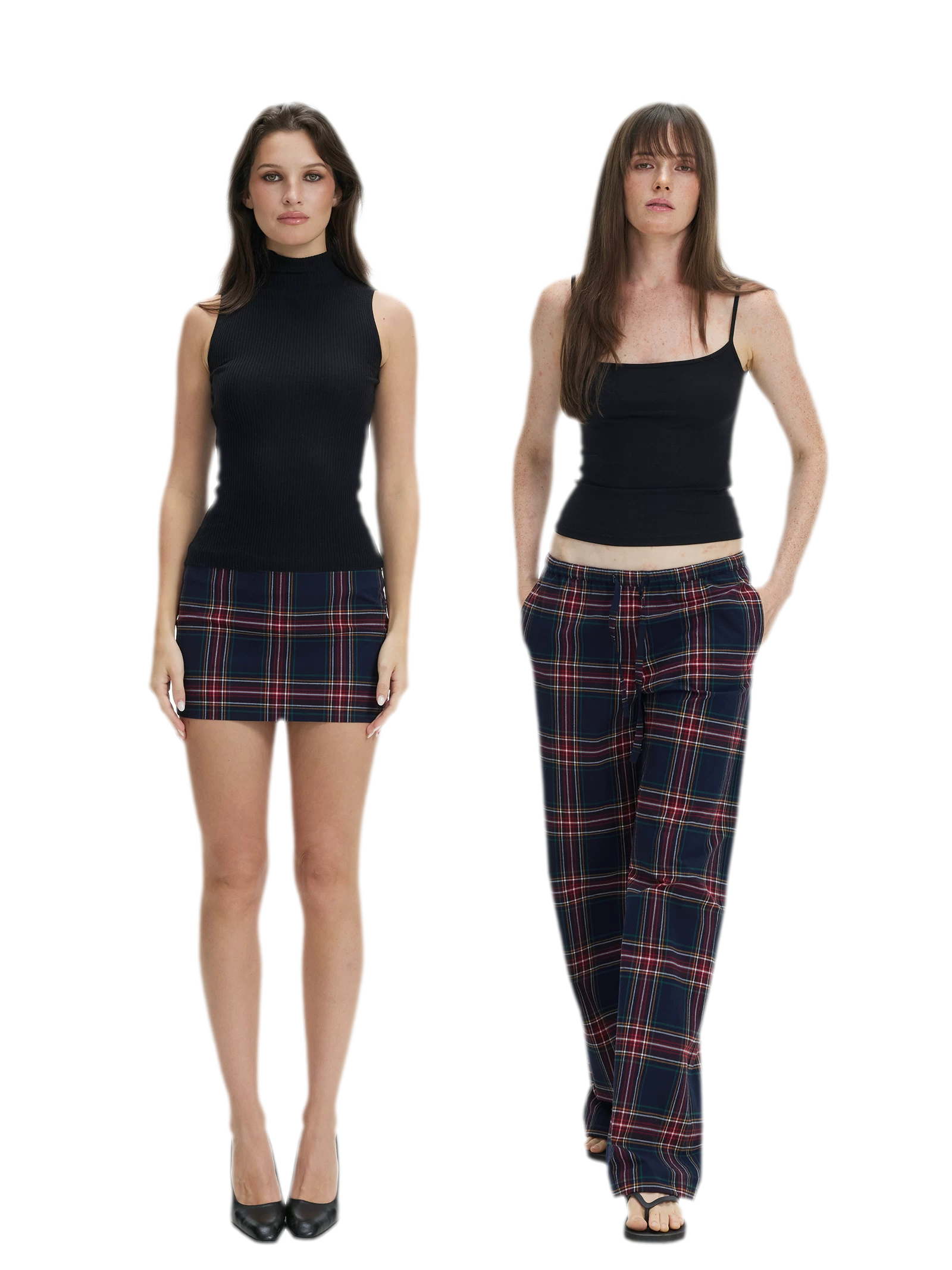 Vintage Plaid Low-Rise Bottoms