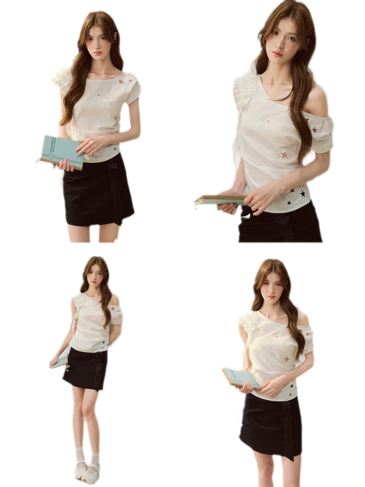 Star Embroidery Asym Shirt