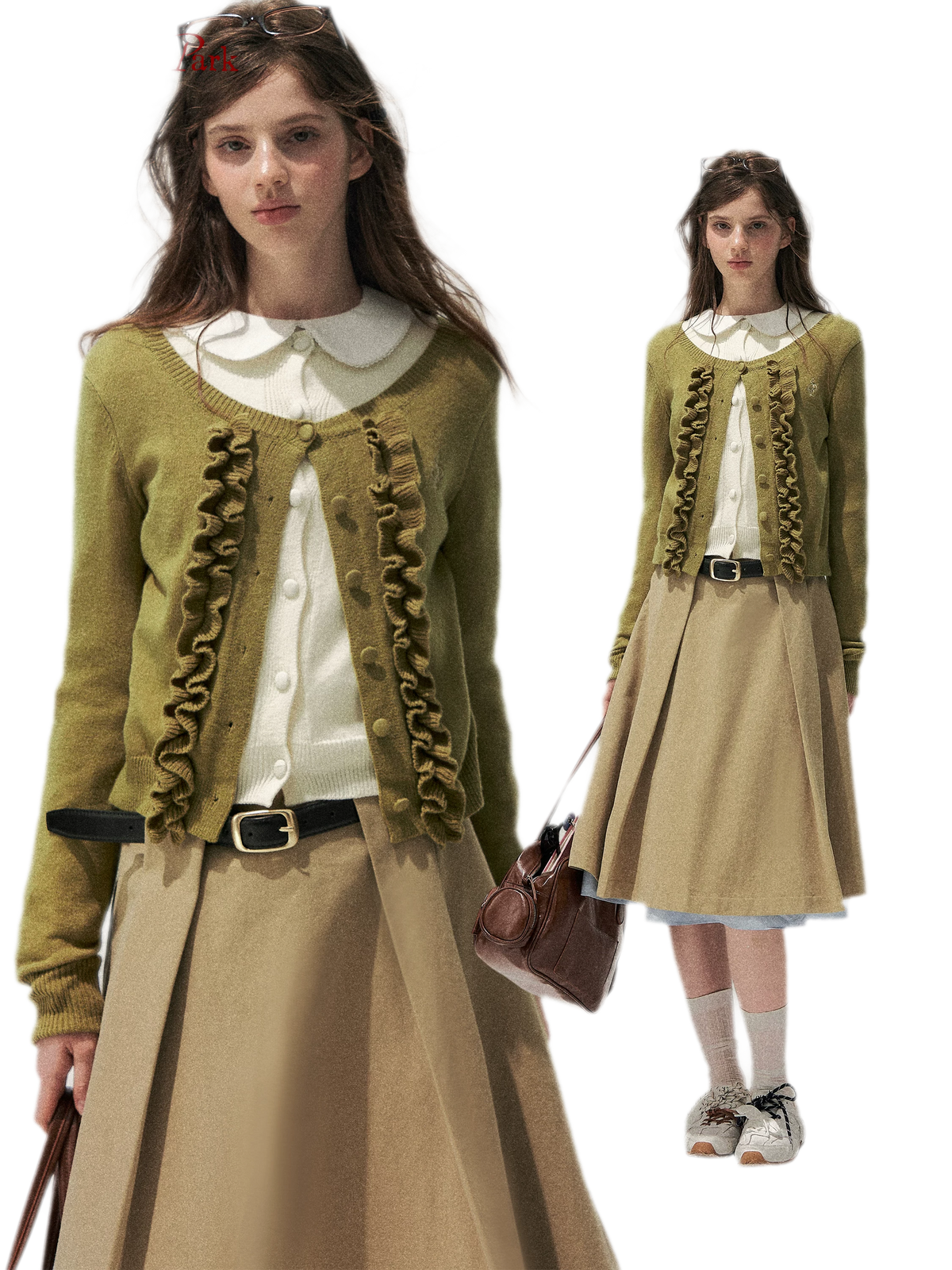 Fine-Gauge Ruffle Cardigan Sweater