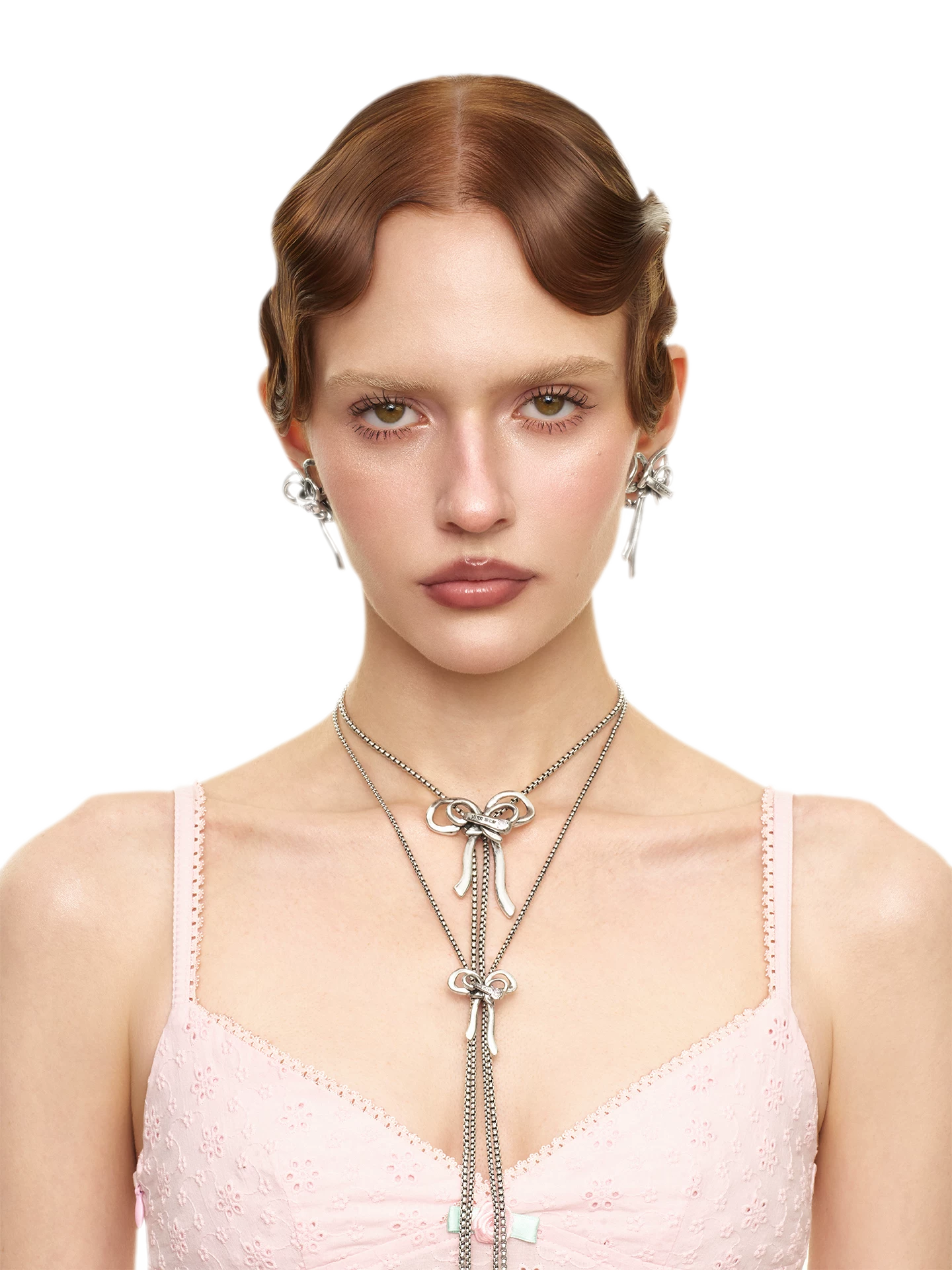 Vintage Rhinestone Bow Necklace
