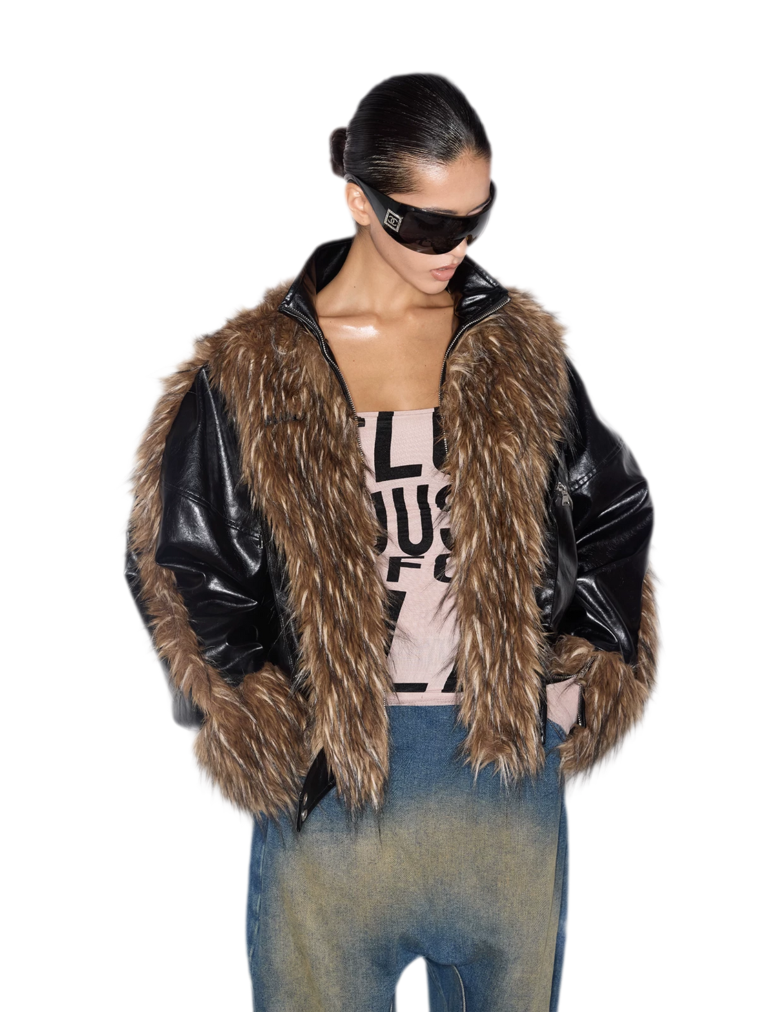 Deconstructed Faux Fur Jacket