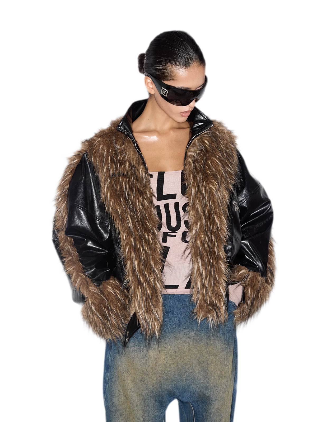 Deconstructed Faux Fur Jacket