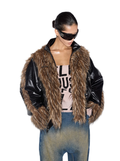 Deconstructed Faux Fur Jacket