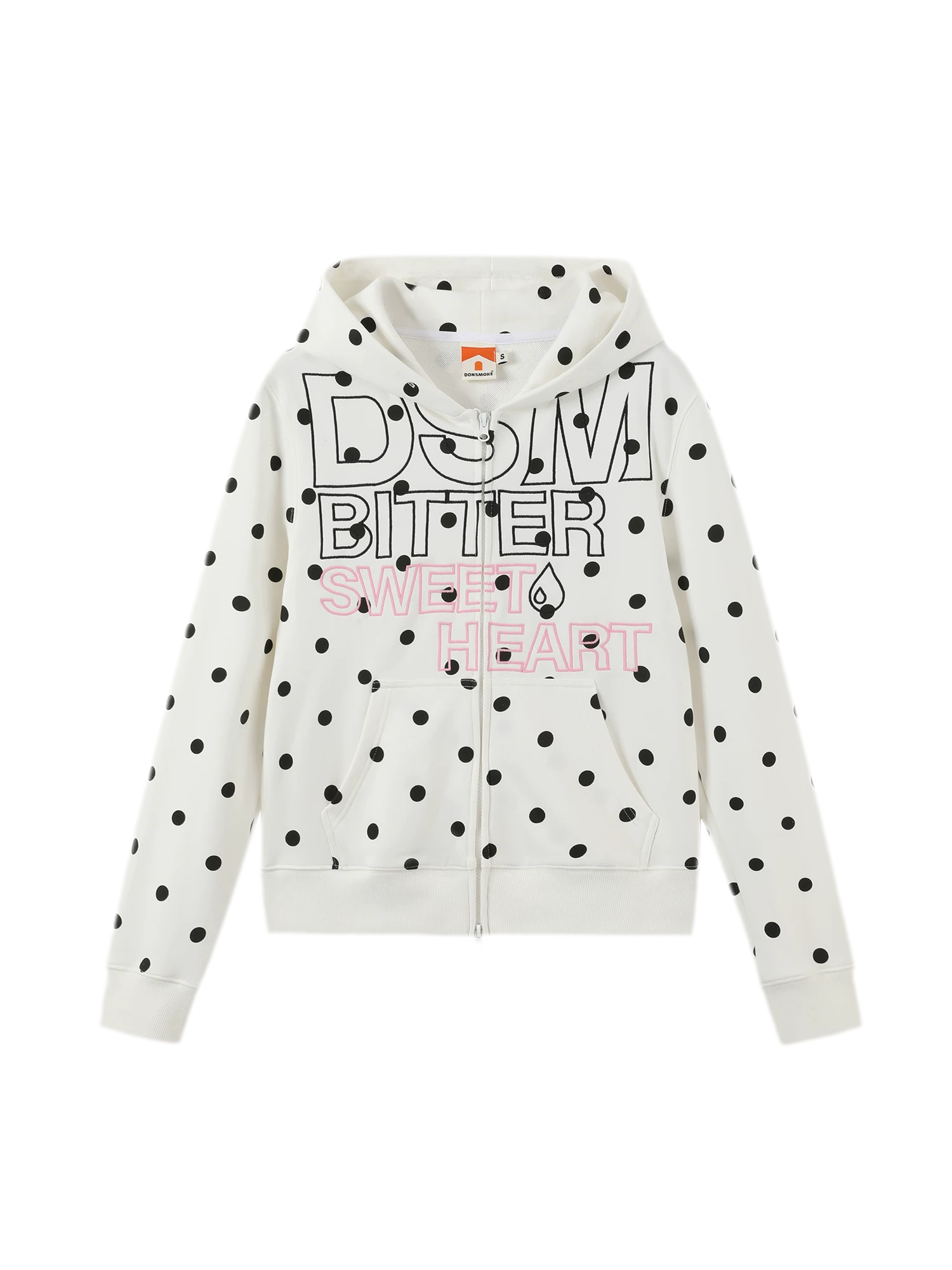 Polka-Dot Slim-Fit Zip Hoodie