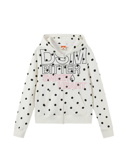 Polka-Dot Slim-Fit Zip Hoodie