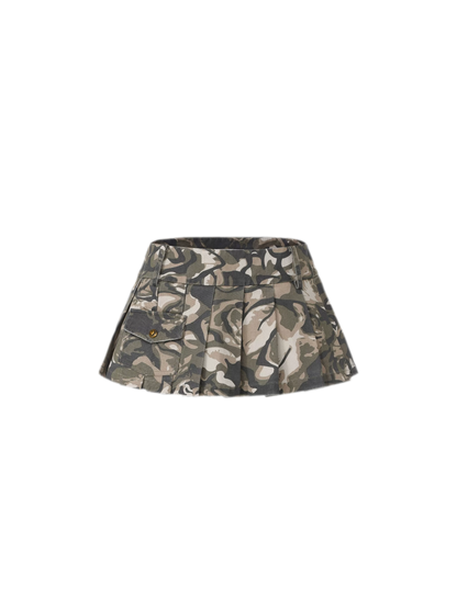 Camouflage Pleated Mini Skirt