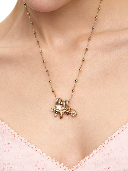 Coffee Gold Beaded Cross Pendant