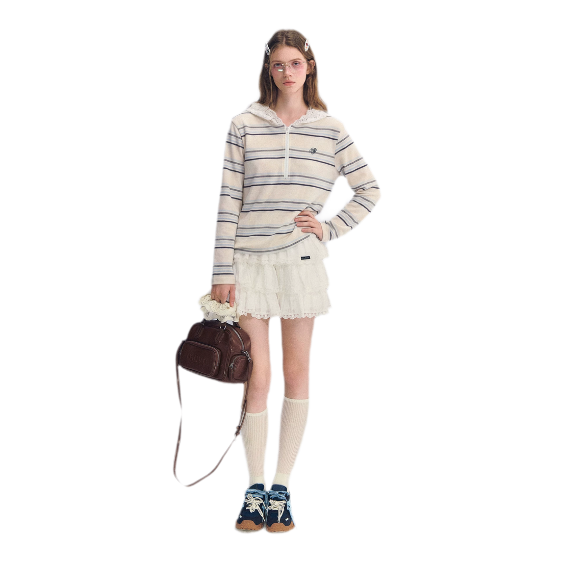 Embroidered Lace Hooded Tee