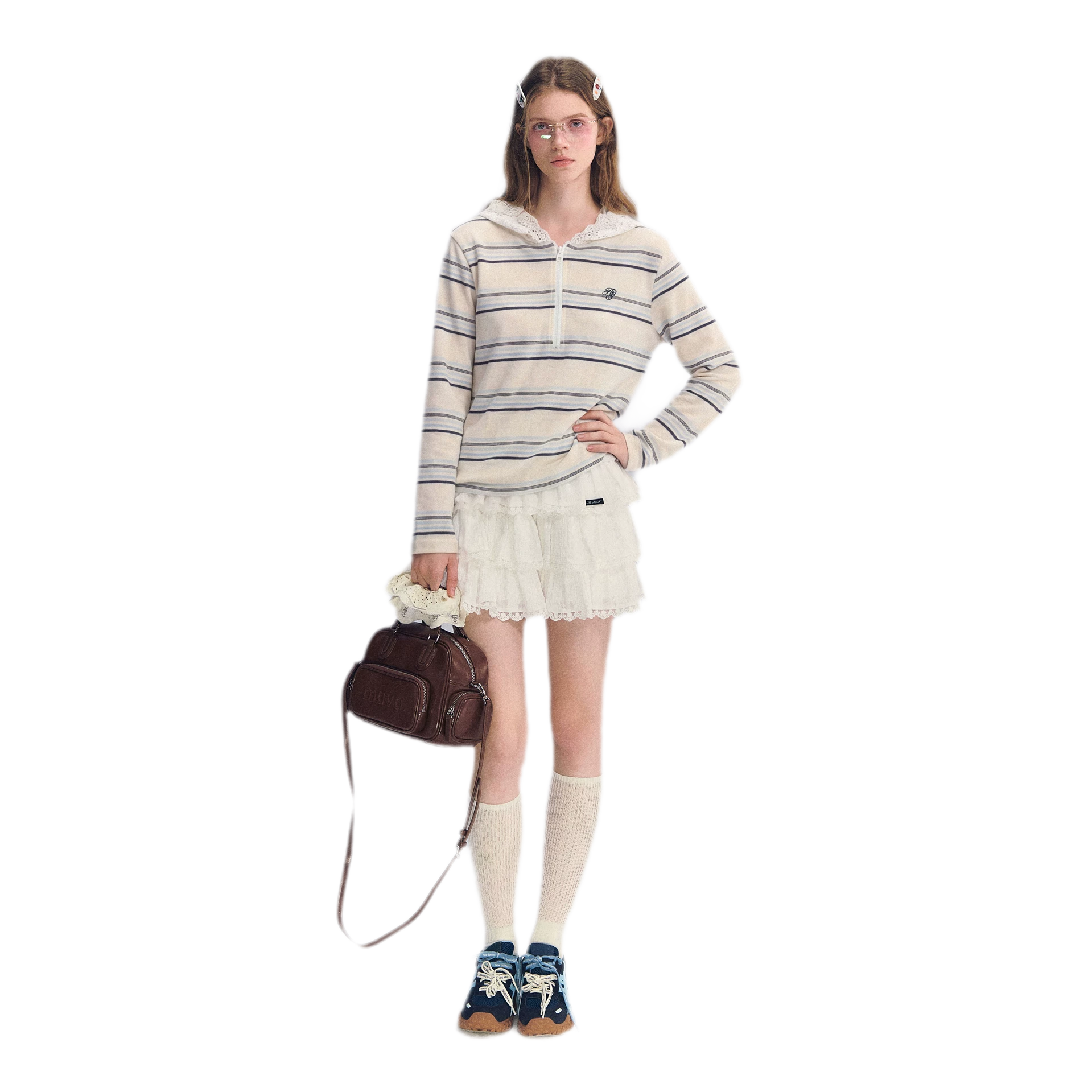 Embroidered Lace Hooded Tee