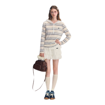 Embroidered Lace Hooded Tee