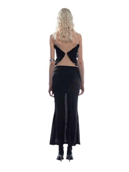 Flocked Patchwork Cropped Tank Top