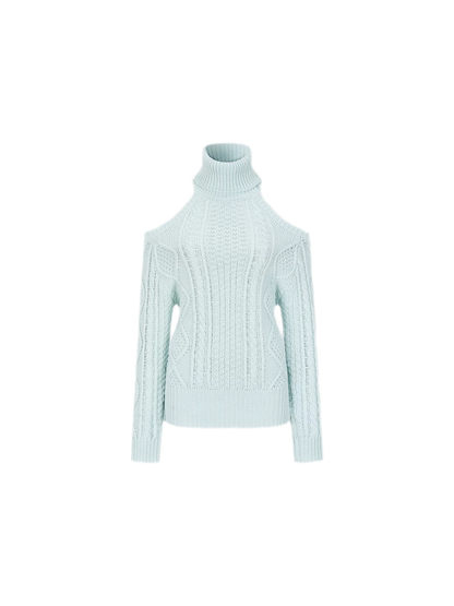 Cable-Knit Cutout Turtleneck Sweater