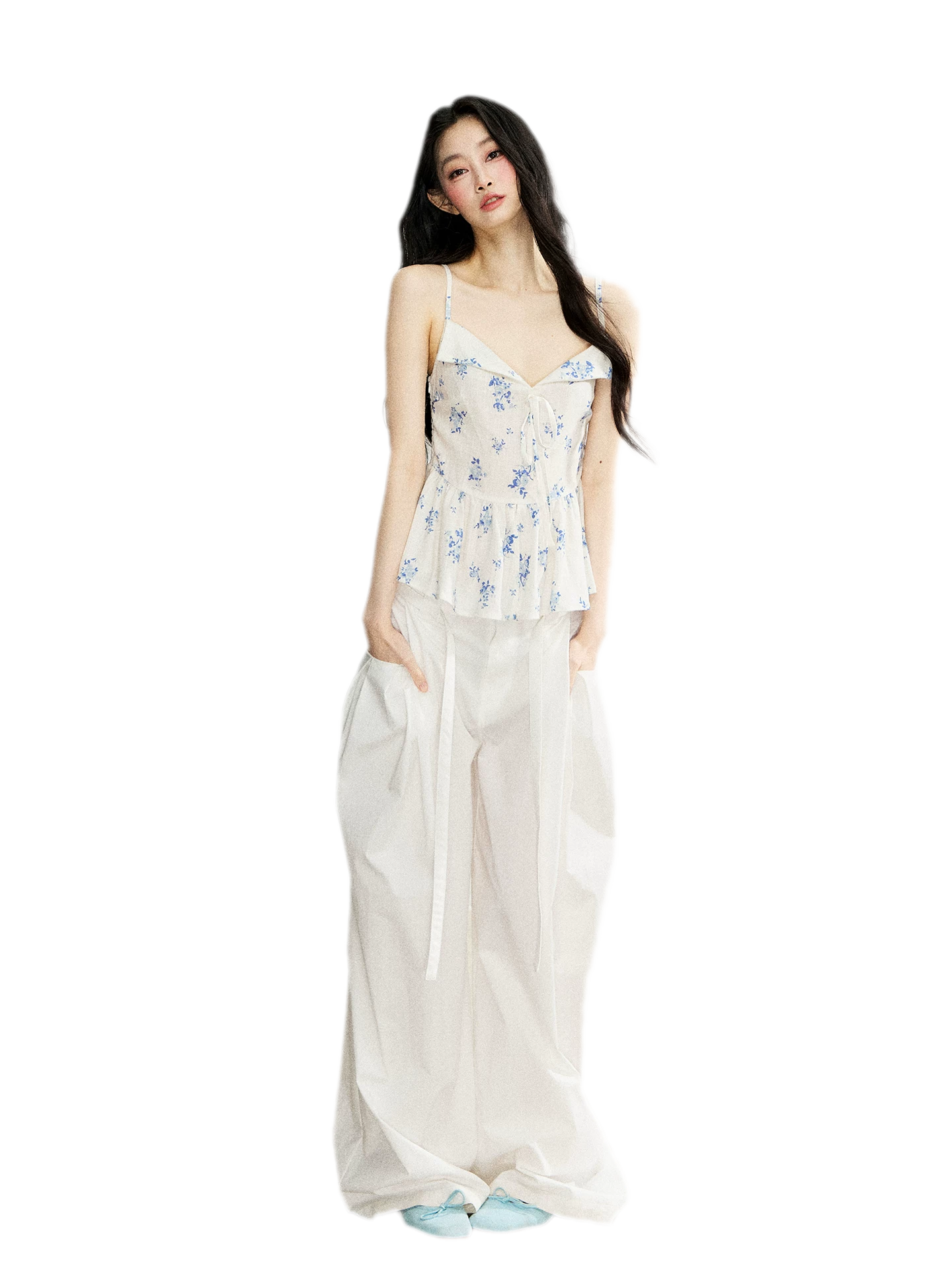 Ruffled Tie Floral Camisole