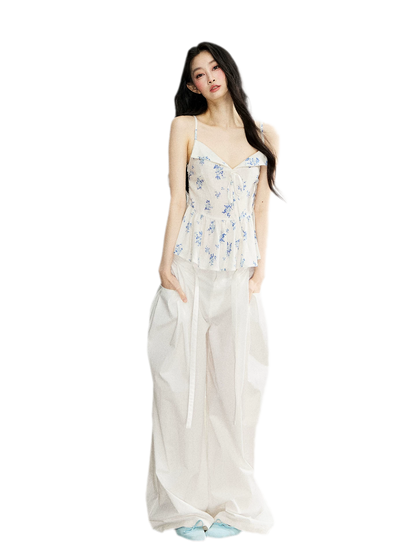 Ruffled Tie Floral Camisole