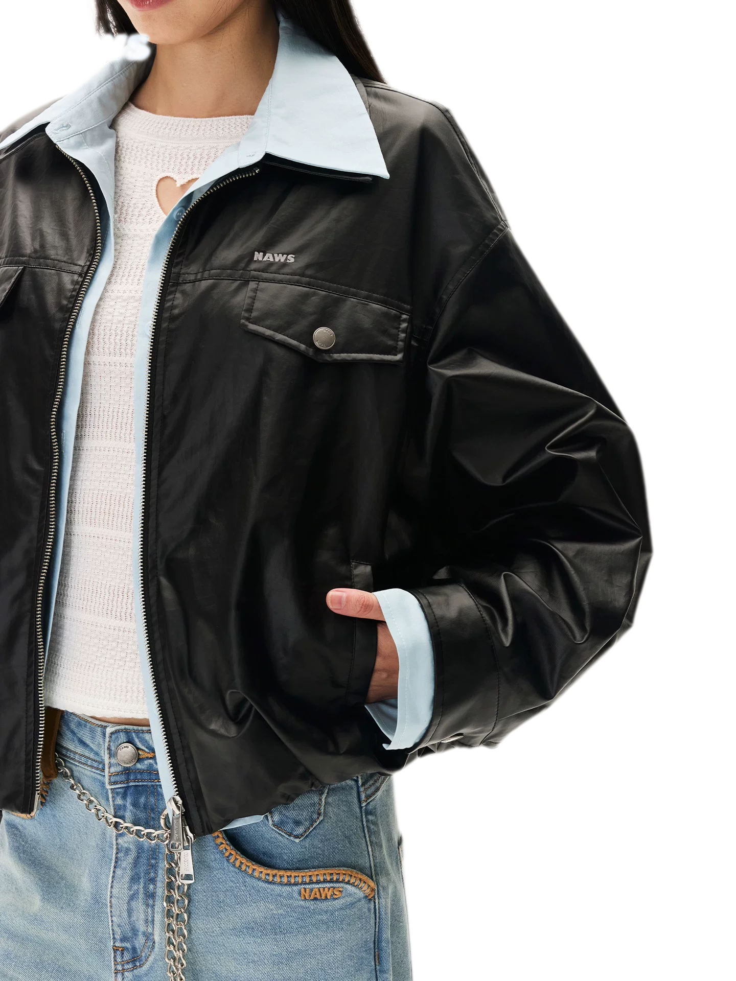 Matte Cropped Deconstructed Jacket
