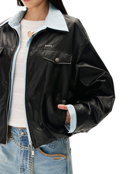 Matte Cropped Deconstructed Jacket