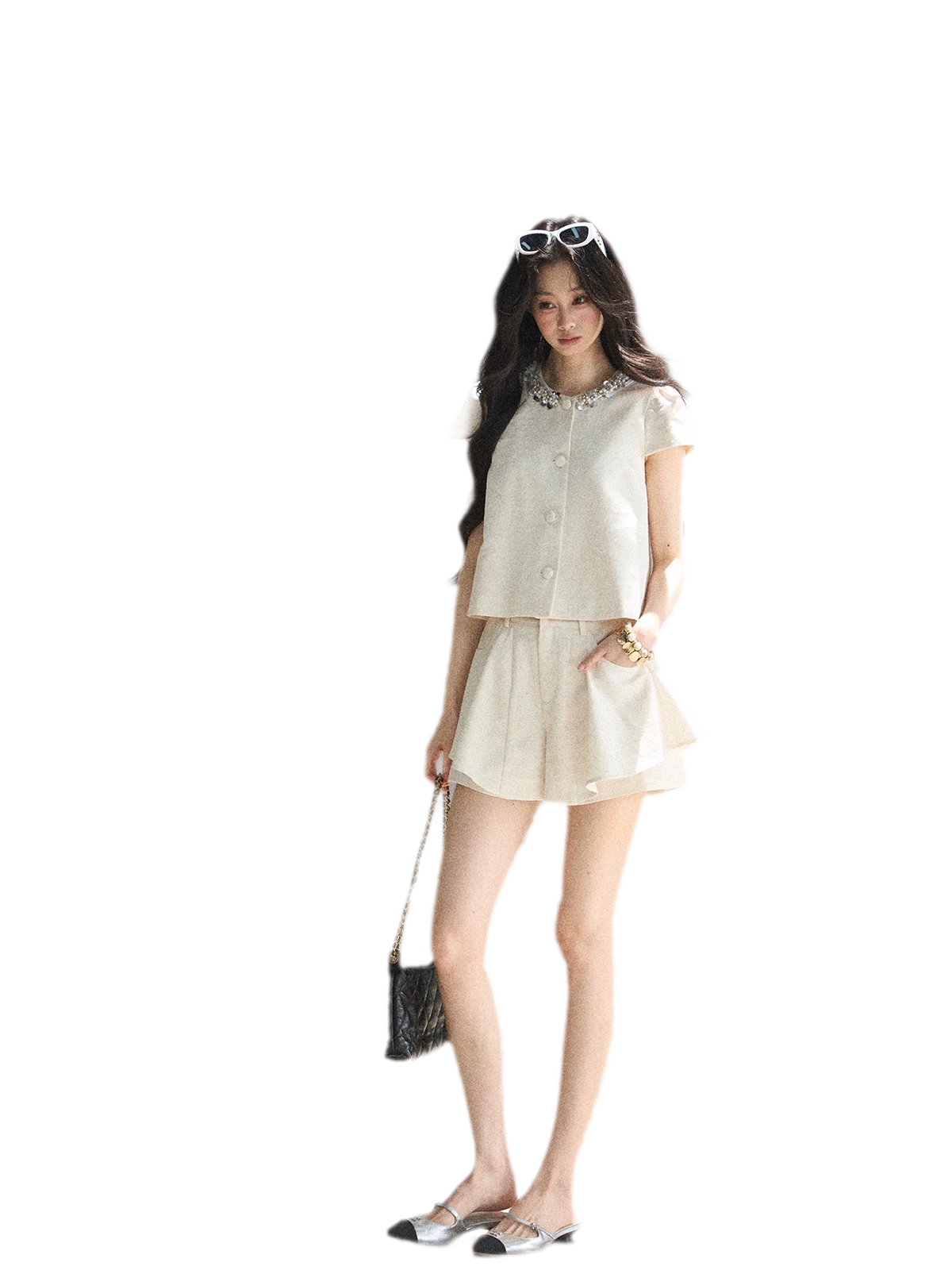 Beaded Collar Short Set