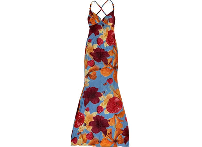 Fitted Backless Print Dress
