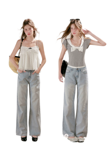 Washed Wide-Leg Jeans