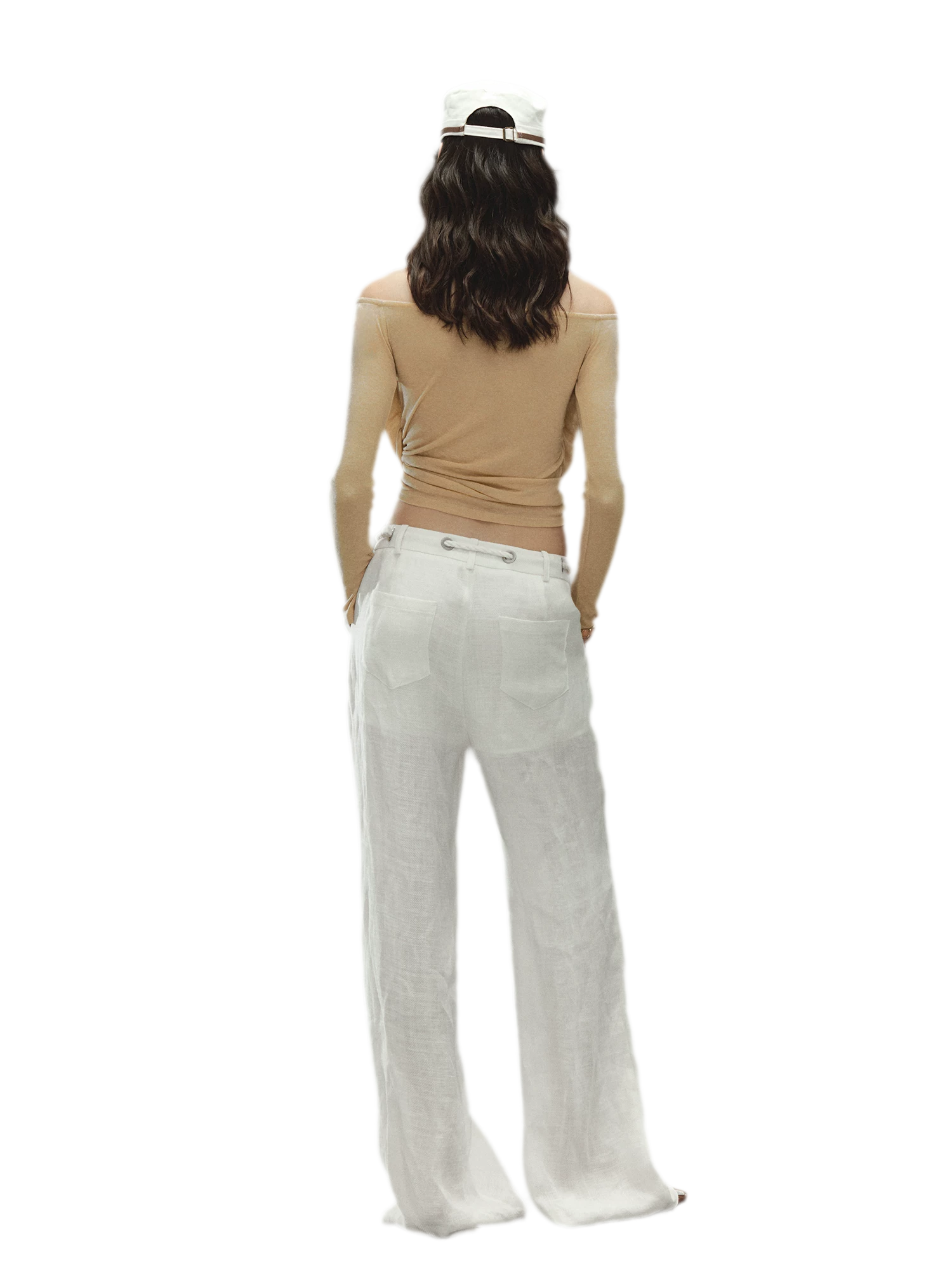 Relaxed Fit Linen Blend Wide-Leg Pants