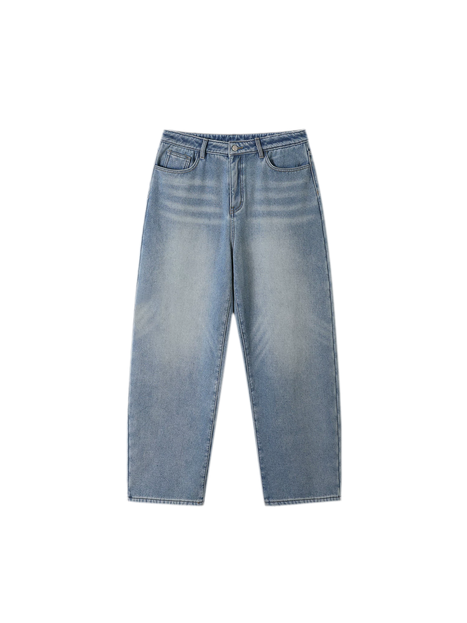 Fleece-Lined Baggy Stacked Jeans