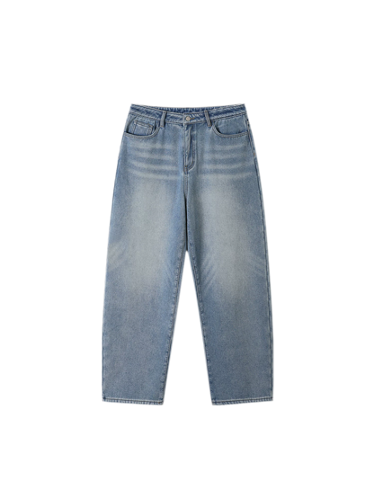 Fleece-Lined Baggy Stacked Jeans