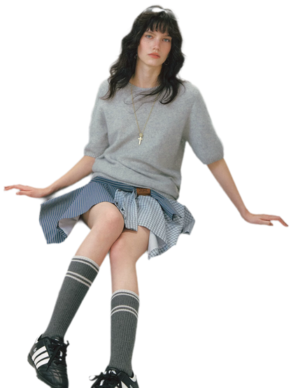 Fuzzy Knit Short Sleeve Sweater