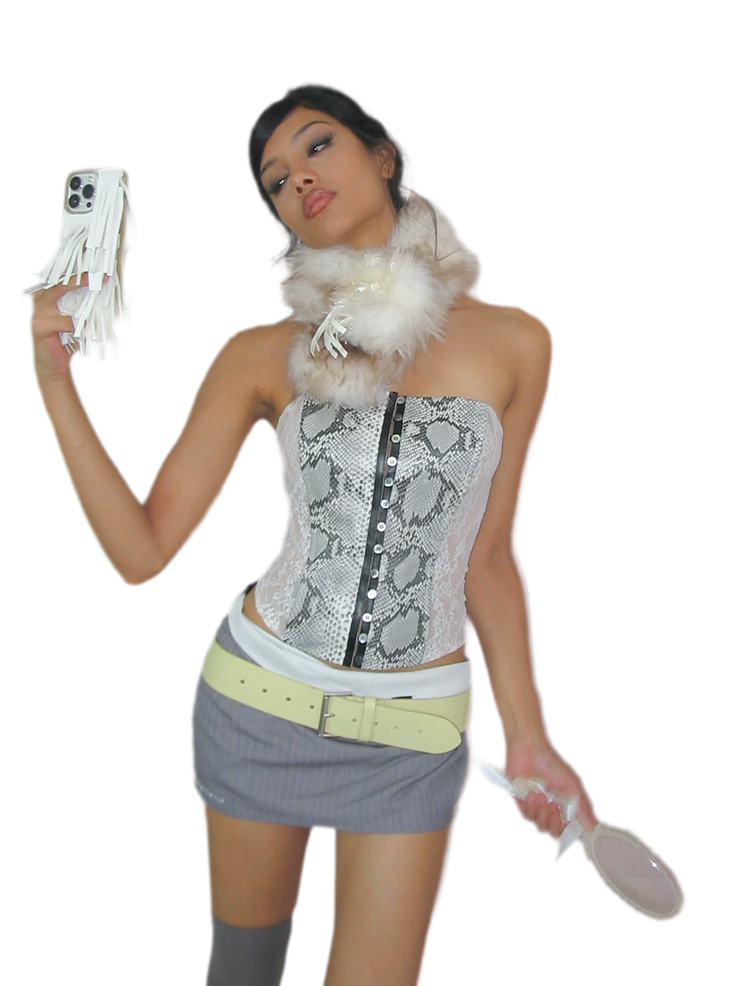 Snakeskin Lace Boned Bustier Top