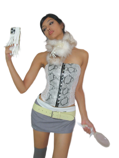 Snakeskin Lace Boned Bustier Top