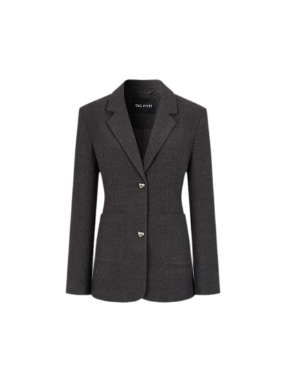 Textured Double-Button Tailored Blazer