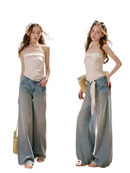 Vintage Print Strapless Top