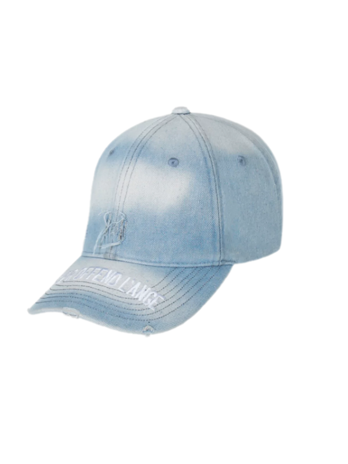 Washed Denim Embroidered Cap
