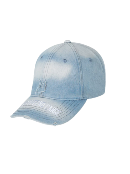 Washed Denim Embroidered Cap