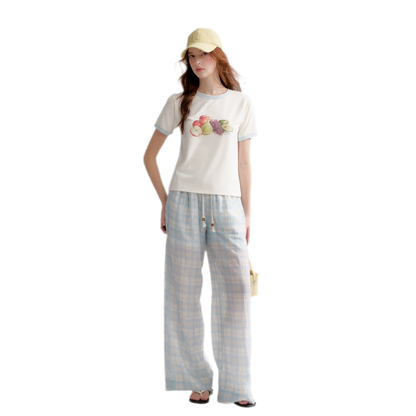 Rhinestone Fruit Print Tee