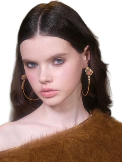 Crystal Floral Hoop Earrings