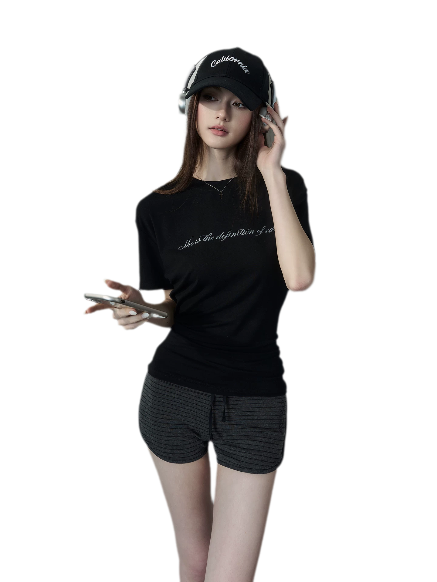 Letter Ruched Short T-Shirt