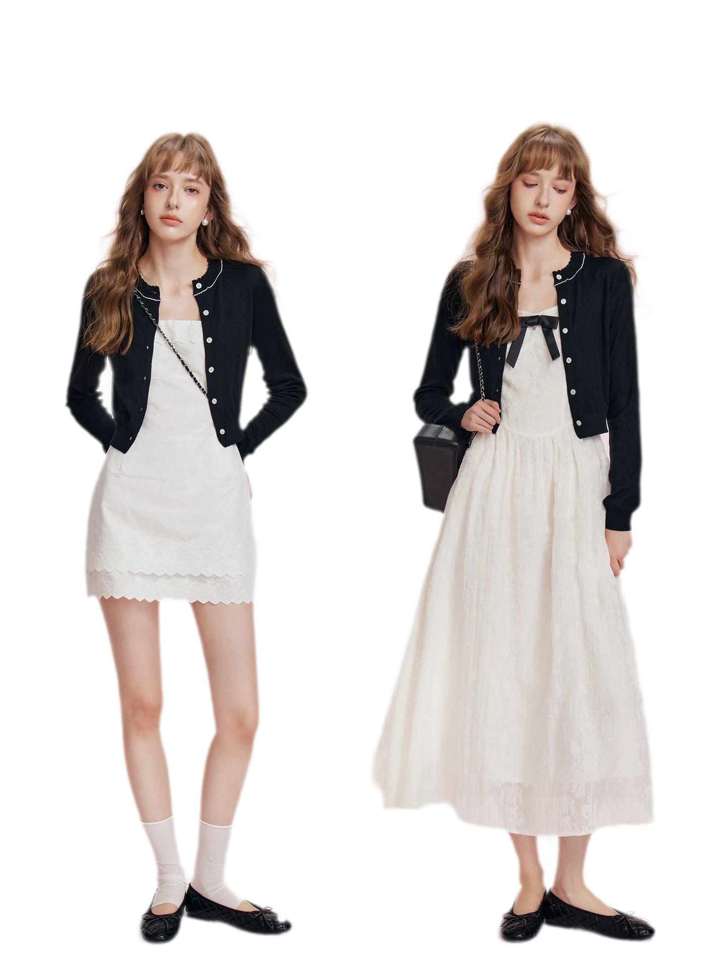 Cashmere Wave Trim Cardigan