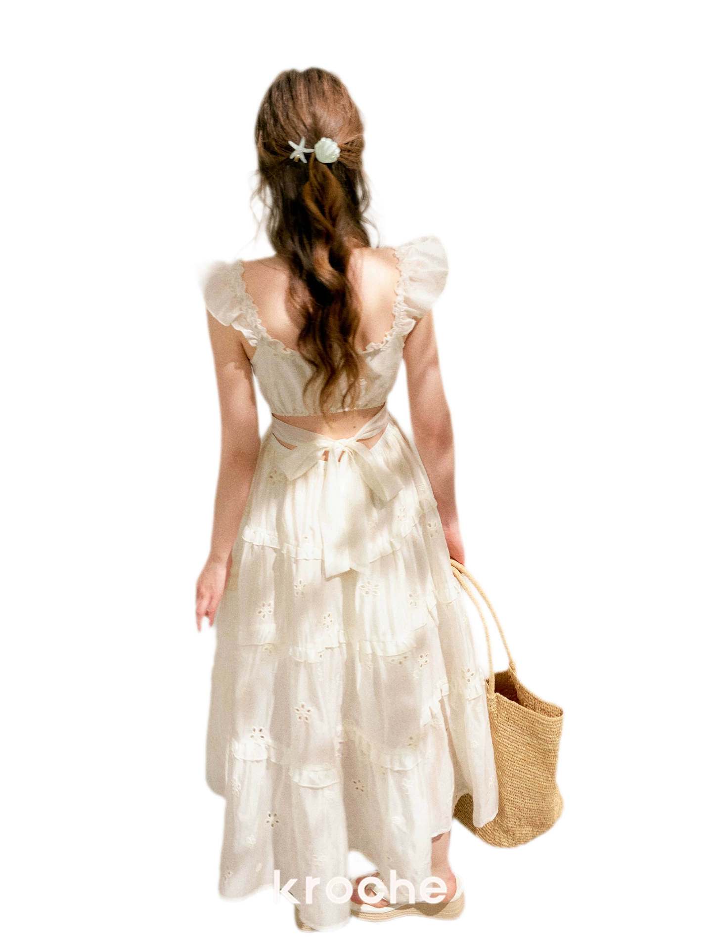 Embroidered Floral Tie-Waist Dress