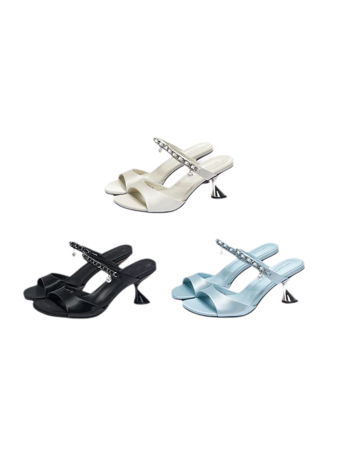 Silk Cow Leather High Heel Sandals with Pearl