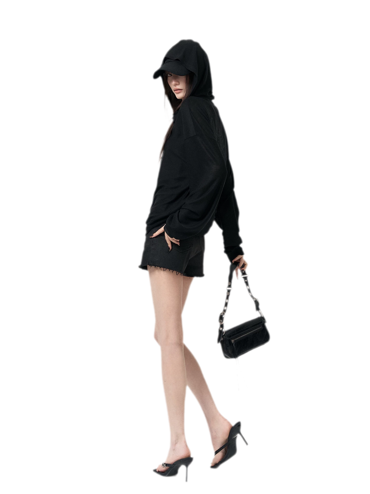 Sheer Angel-Wing Hooded Cardigan