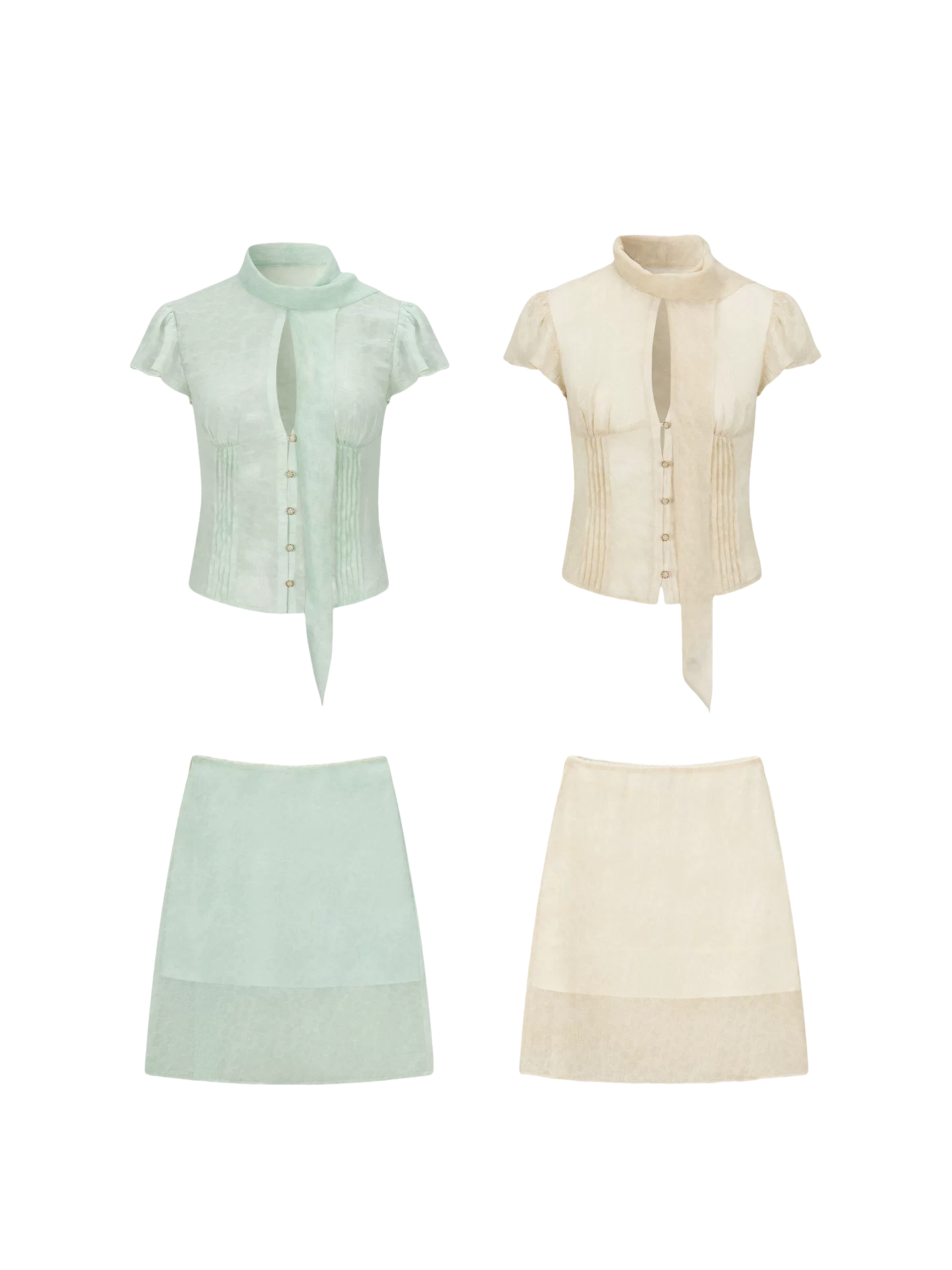 Romantic Tie-Dye Chiffon Short Sleeve Cardigan &amp; Skirt