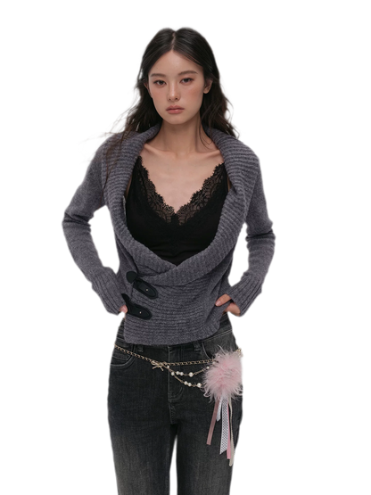Wool Blend Shawl Cardigan